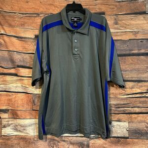 Pro Celebrity Men's XXXL Polo Shirt Gray Blue Two Tone Performance Golf Short